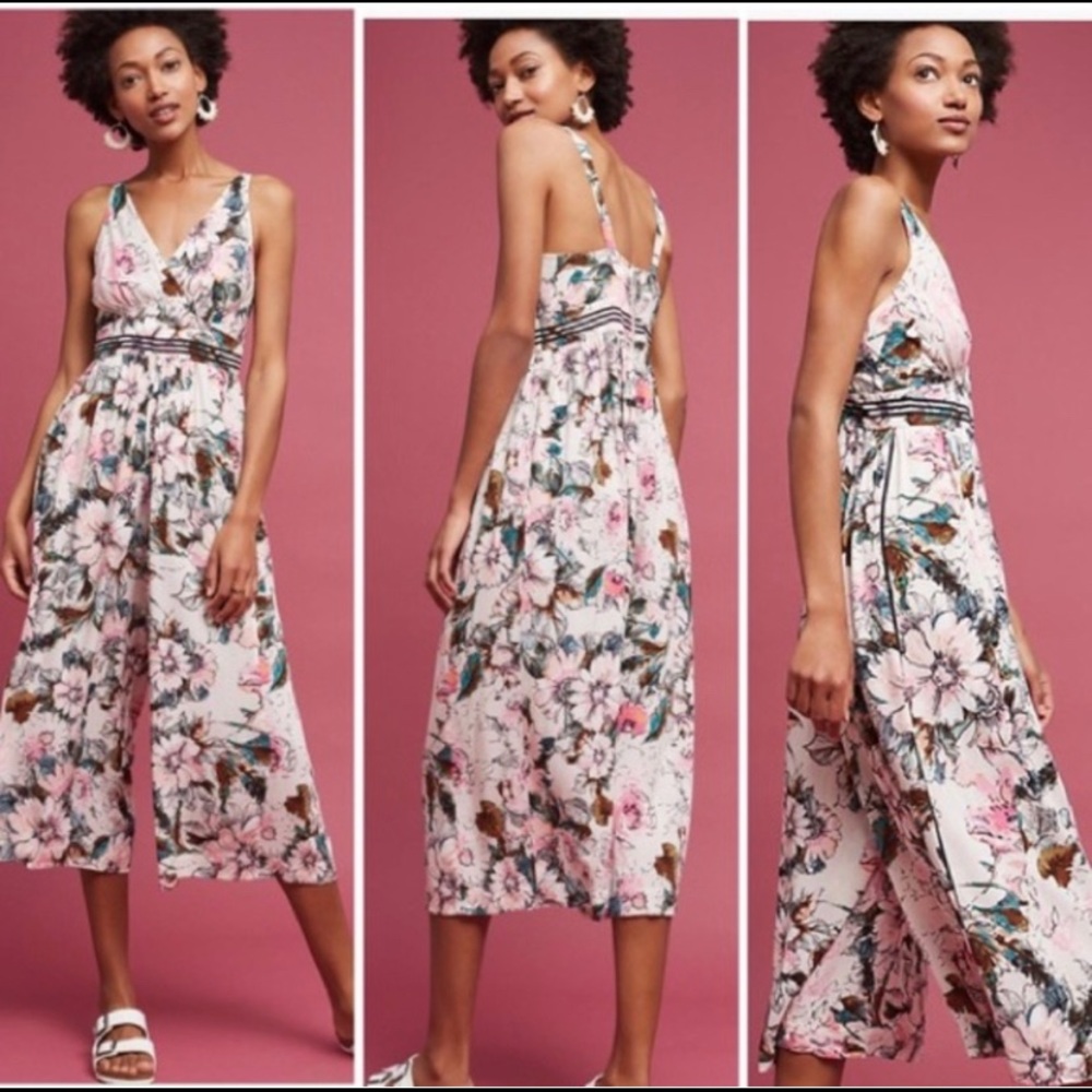Anthropologie Plenty By Tracy Reese Petites Gwyneth Floral Print Jumpsuit.